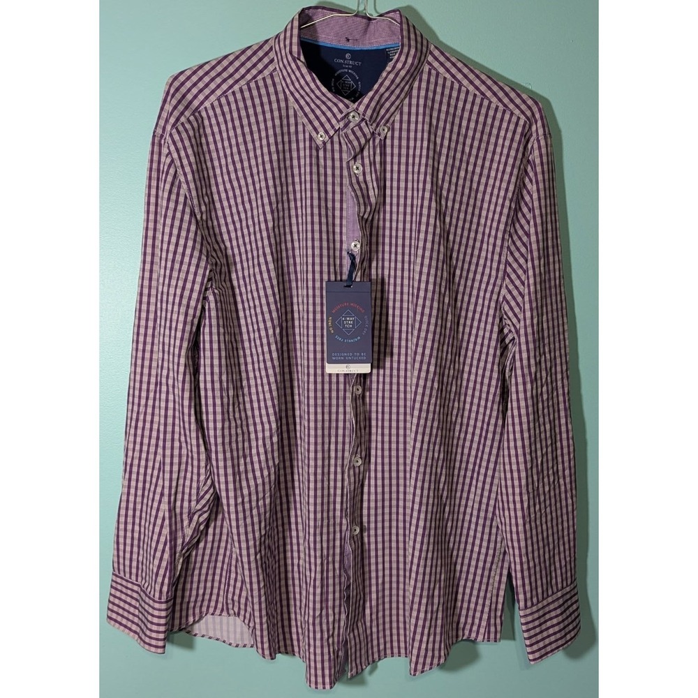 Con.struct Men's Long Sleeve Button Up Shirt 4 Way Stretch Size XL New w Tags